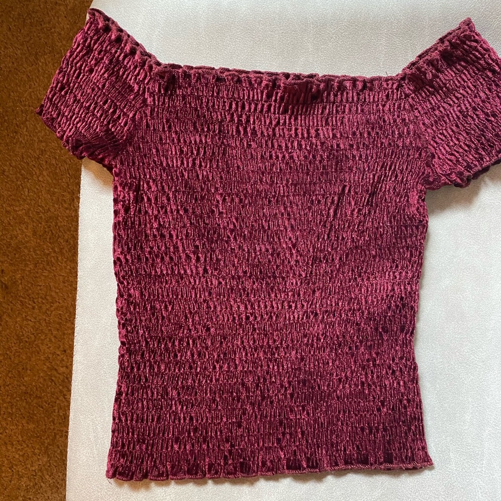 Urban Outfitters Velvet Off the Shoulder Crop Top
